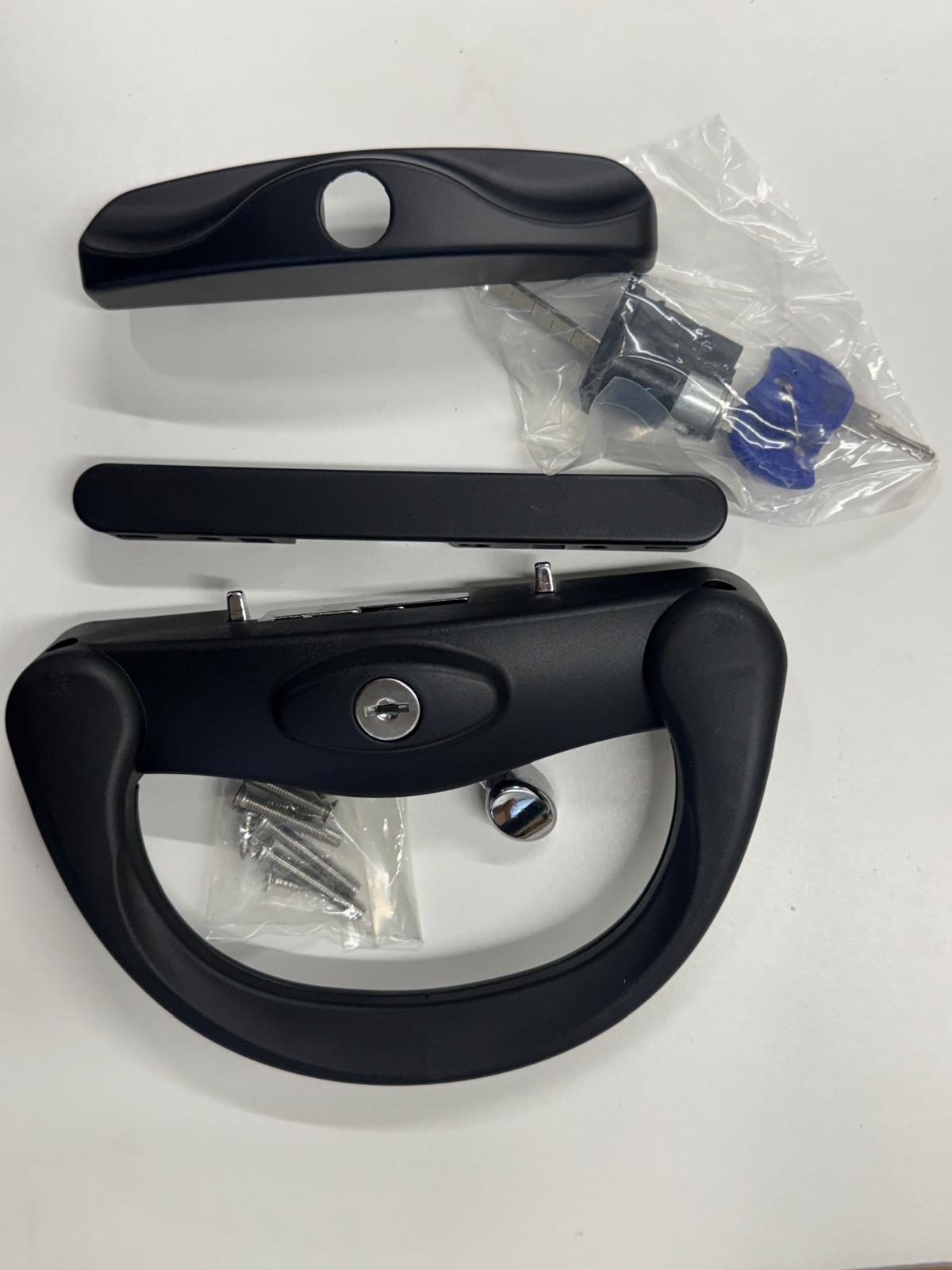 Commercial Sliding Door Lock D-Pull Plastic Handle Double Cylinders (Inside & Outside)