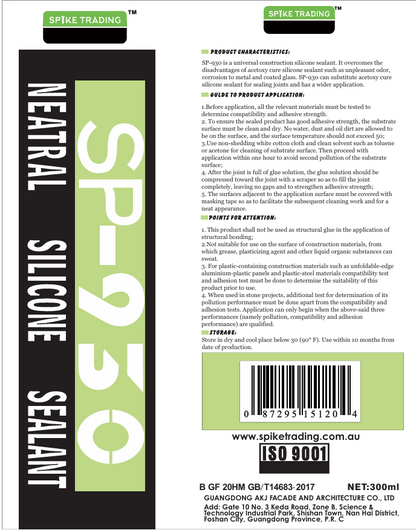 SP 930 neutral silicone 300ml/24 Tubes per Carton