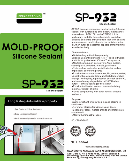 SP 932 silicone mildew-proof sealant 300ml/24 Tubes per Carton
