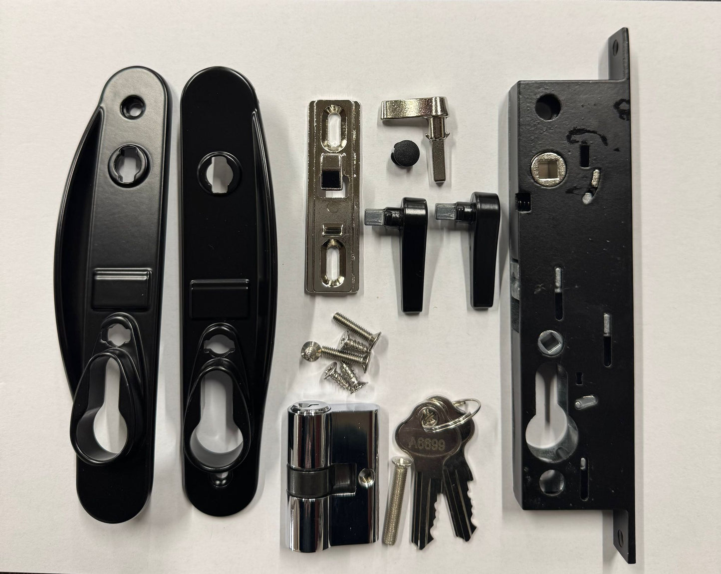 Security Sliding Door Lock Set Including Cylinder